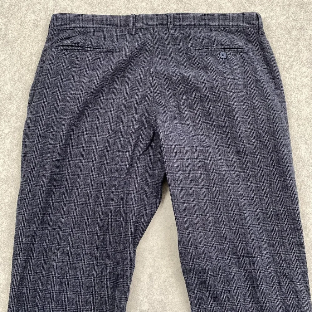 J.Crew Pants Mens 36x30 (37x29) Blue 770 Straight Check Chino Stretch Tweed